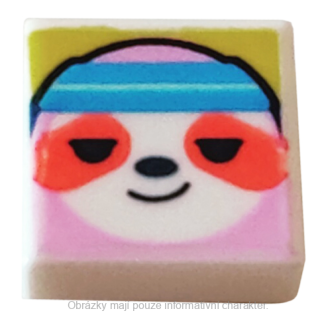 3070bpb251 White Tile 1 x 1 with Bright Pink Sloth Head with Coral Spots