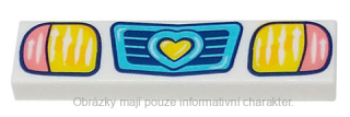 2431pb780 White Tile 1 x 4 with Medium Azure Vehicle Grille with Heart