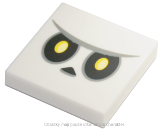 3068bpb1504 White Tile 2 x 2 with Groove with Bone Goomba Face