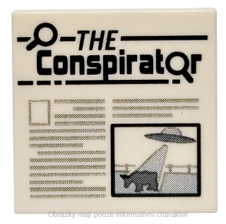 3068bpb1733 White Tile 2 x 2 with Groove with Newspaper 'THE Conspirator' 