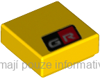 3070bpb220 Yellow Tile 1 x 1 with Groove with Silver 'GR'