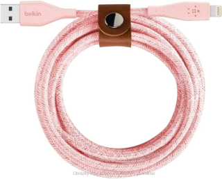 Belkin 3M DuraTek Plus USB Lightning to USB-A Cable + Strap, Pink